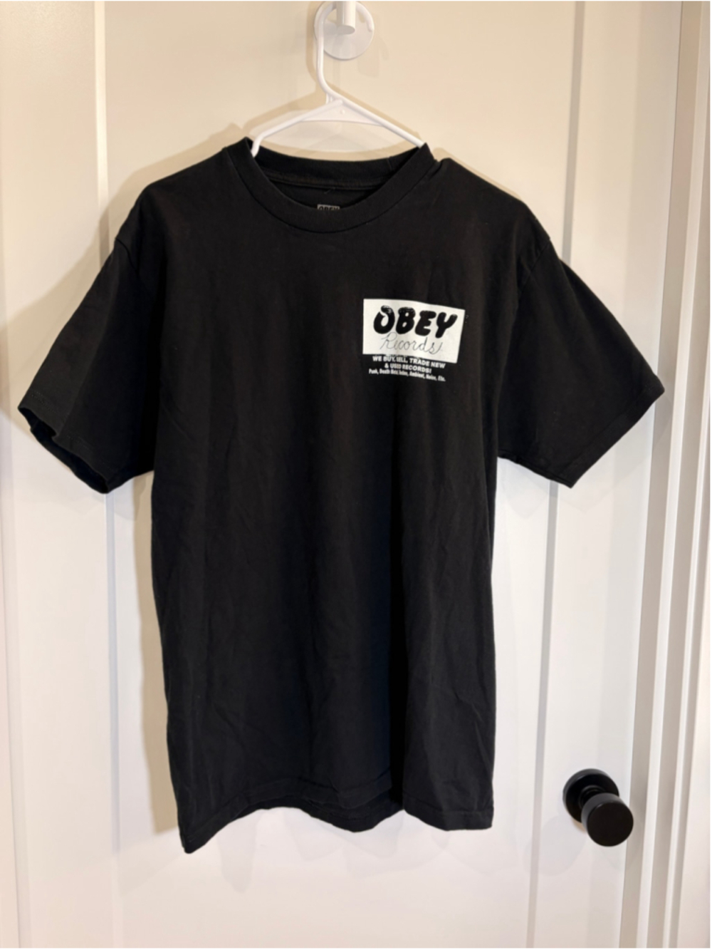 Men’s / Unisex Obey Records Black Graphic T-Shirt Medium EUC